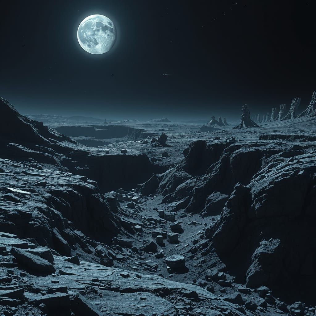 Barren Moon of Mornus in Industrial Sci-Fi Aesthetic