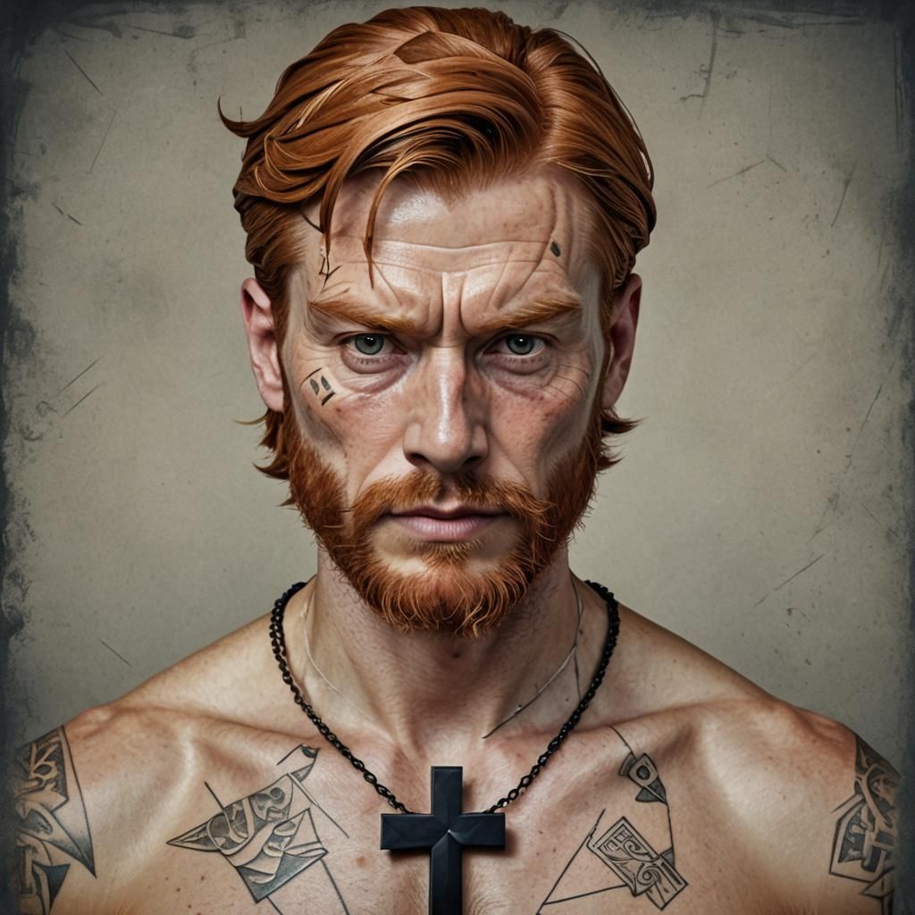 Origami Papercraft Portrait of a Ginger-Bearded Man