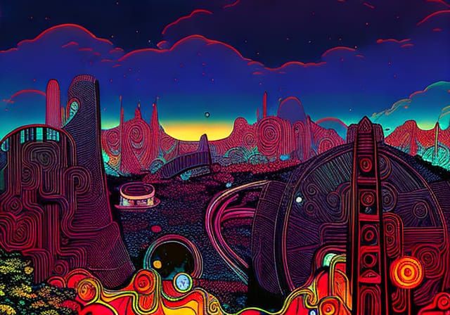 Cosmic Lunar Resort in Graphic Novel Style