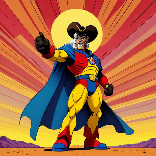 80s Retro Cel Animation of Bravestarr Standing Heroically