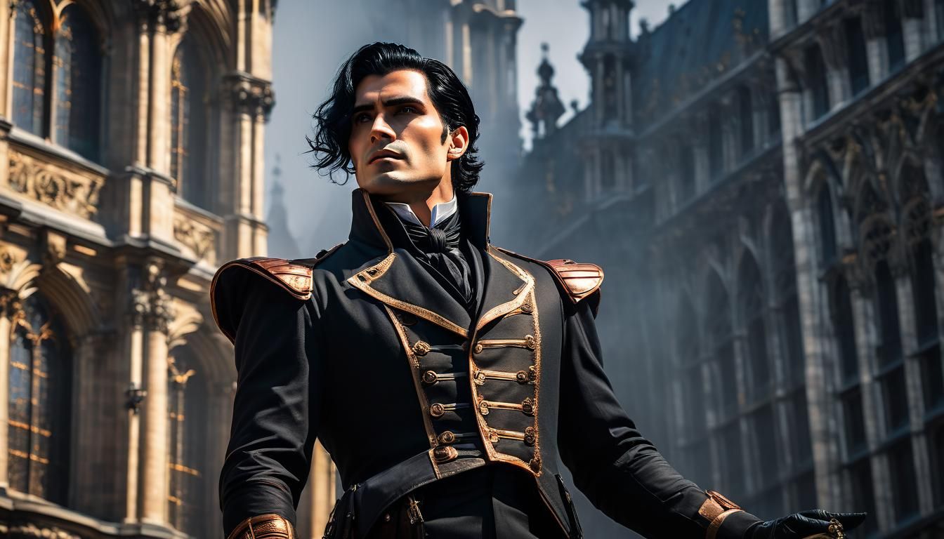 Steampunk Villain at Podium, Impasto Oil Painting