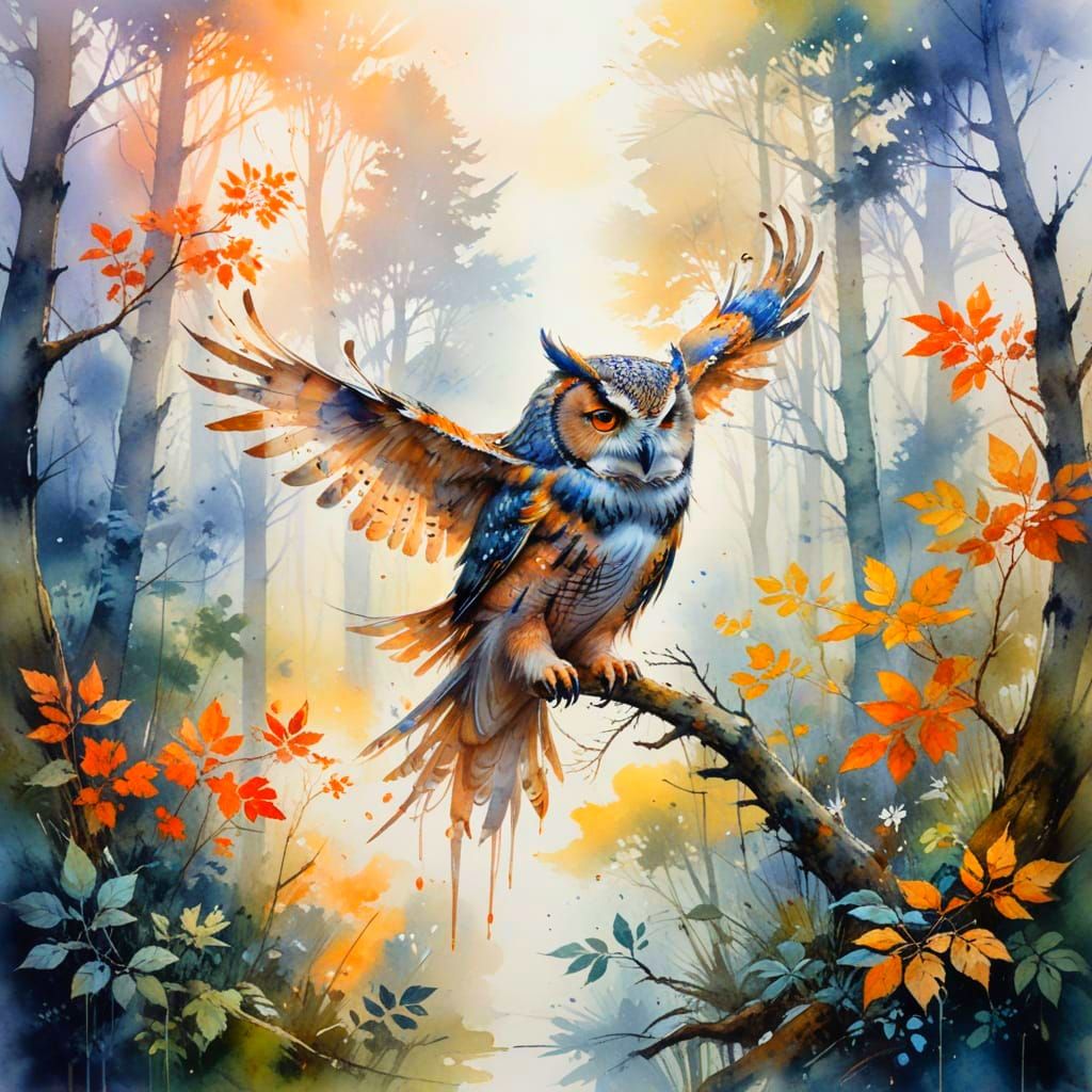 Ancient Forest Owl at Sunset