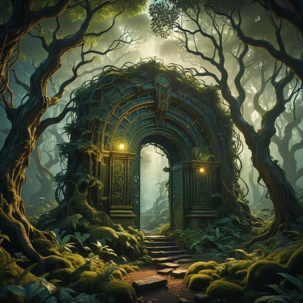 Mystical Forest Portal in a Surrealist Style