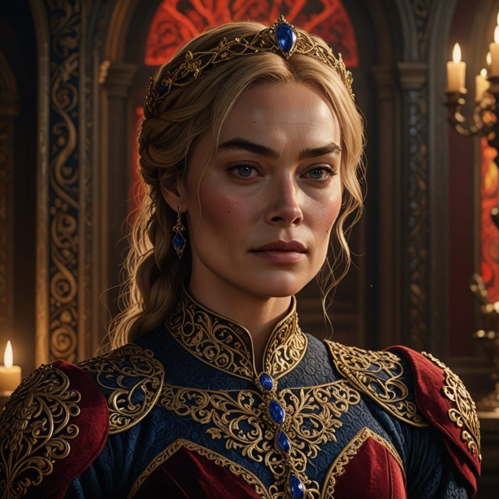 Regal Cersei Lannister in Opulent Hyper-Realistic Portrait