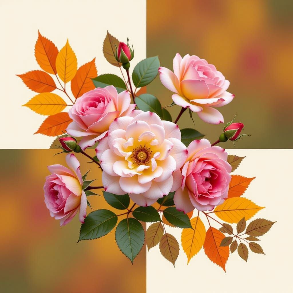 Autumn Rose Collage Art