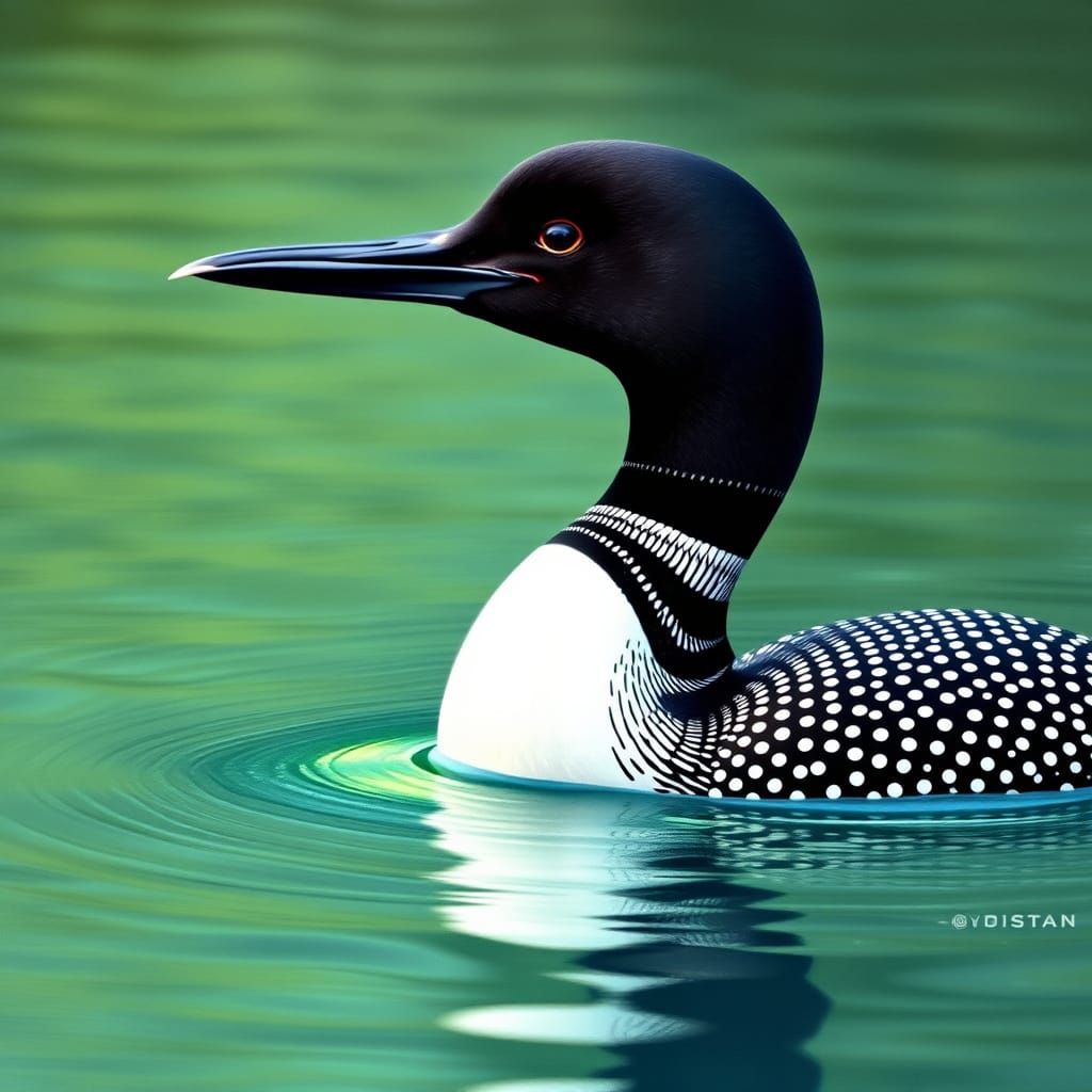 Minnesota Loon in Aquatic Habitat, Wildlife Illustration