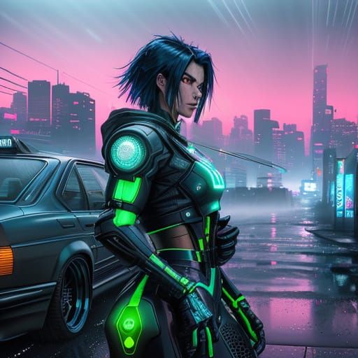 Cyberpunk BMW E34 Under Neon City Lights