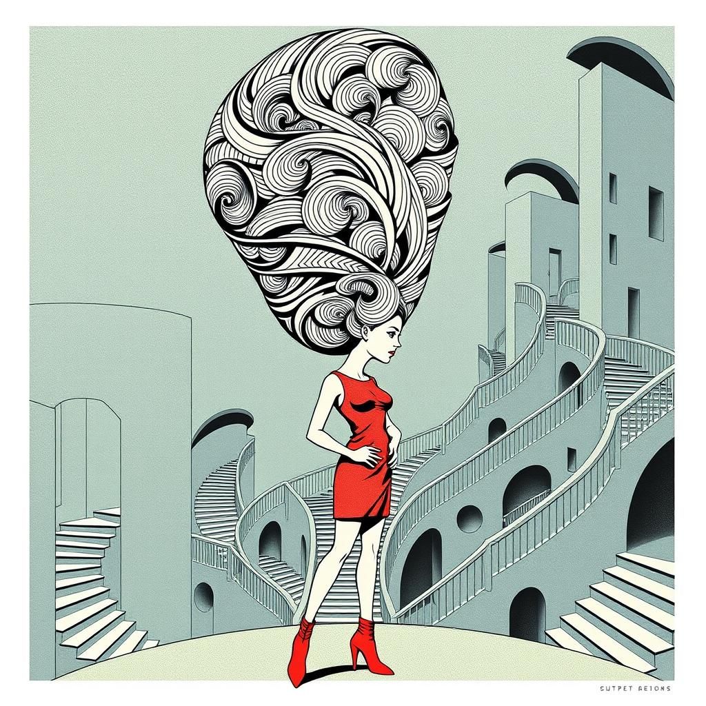 Impossible Geometry Hairdo in Psychedelic Style