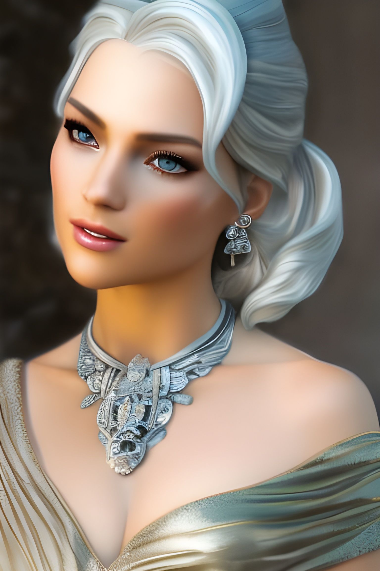 Silver-Haired Mermaid Statue: Hyperdetailed Photographic Mas...