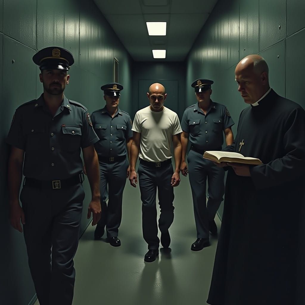 Man Faces Execution in a Somber Prison Corridor