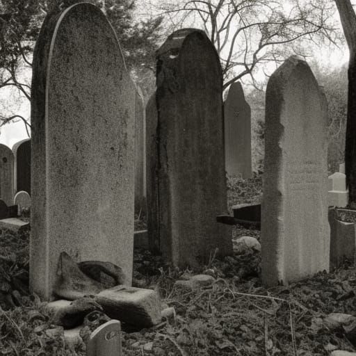 Eerie Cemetery Scene with Cloaked Figures
