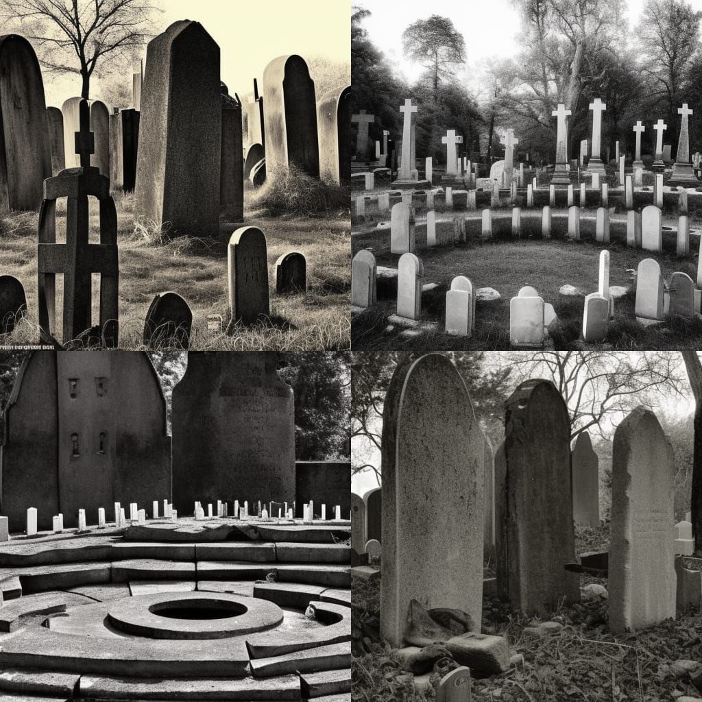 Sinister Ceremony in Ancient Cemetery at Night