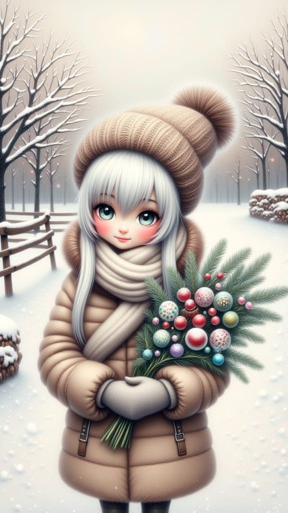 Enchanting Winter Landscape with FiosFantasyGlow Style