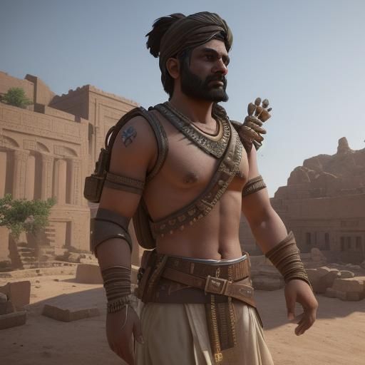 Pakistani Archeologist in 3D Game Cinematic Style