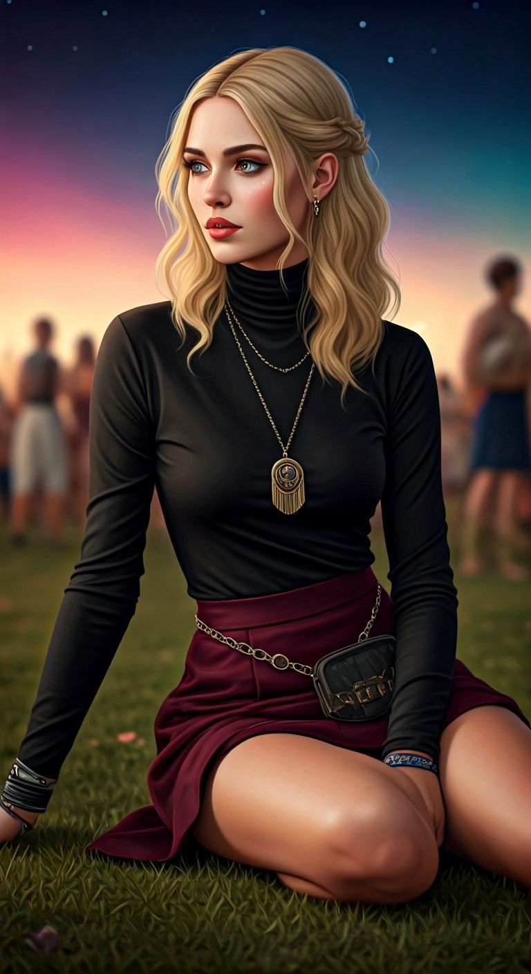 Night Festival Portrait in Hyperrealistic Style