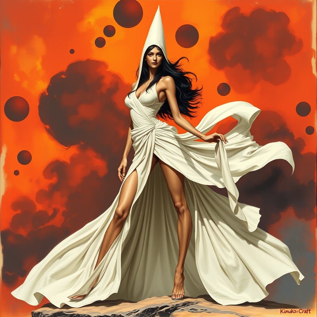 Elegant Priestess in Art Nouveau Style