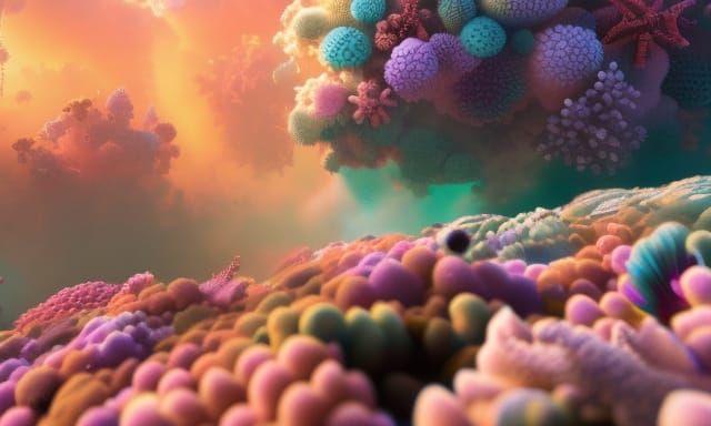 Radiant Great Barrier Reef: Dreamcore Digital Painting