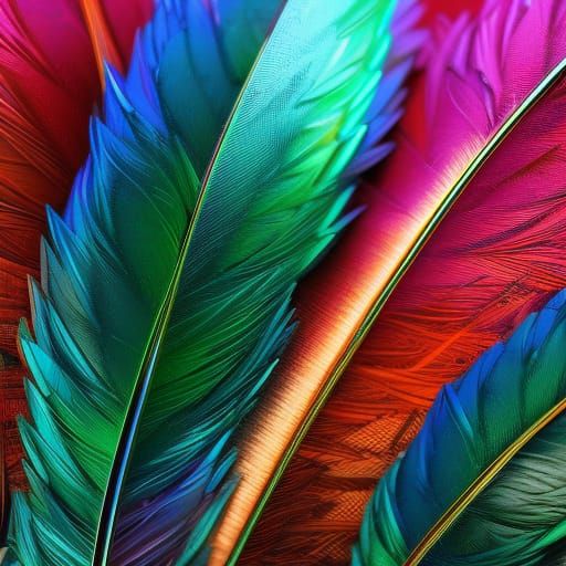 Iridescent Feathers in Detailed 3D Rendering