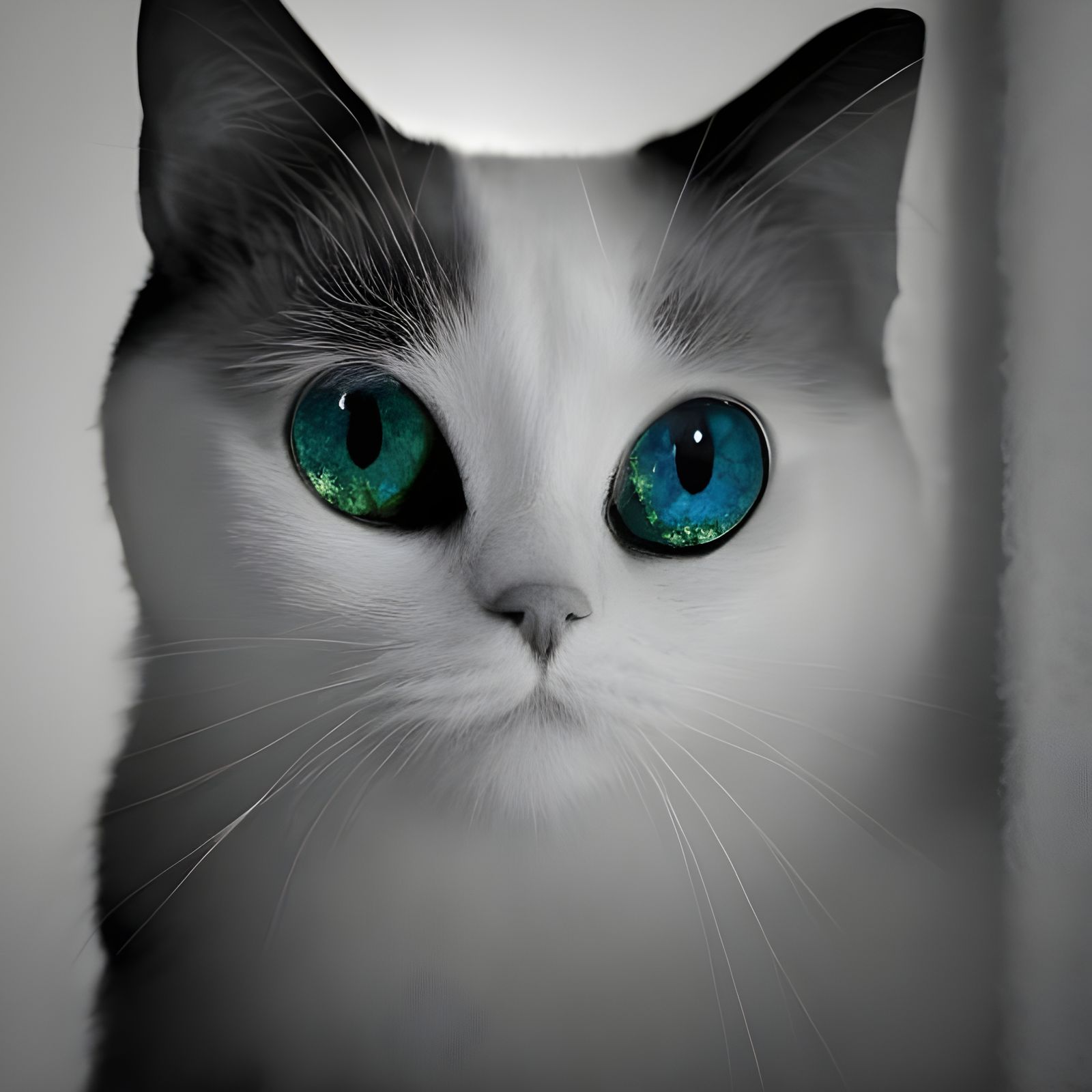 Photorealistic Glass Cat Portrait in Crystalline Style