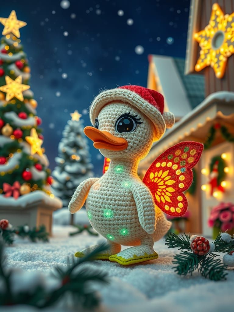 Christmas Fairy Duckling in Starfall Night