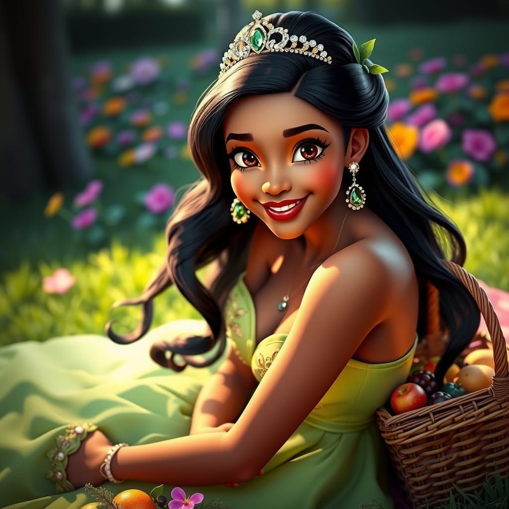 Elegant Princess Tiana Basks in Springtime Radiance