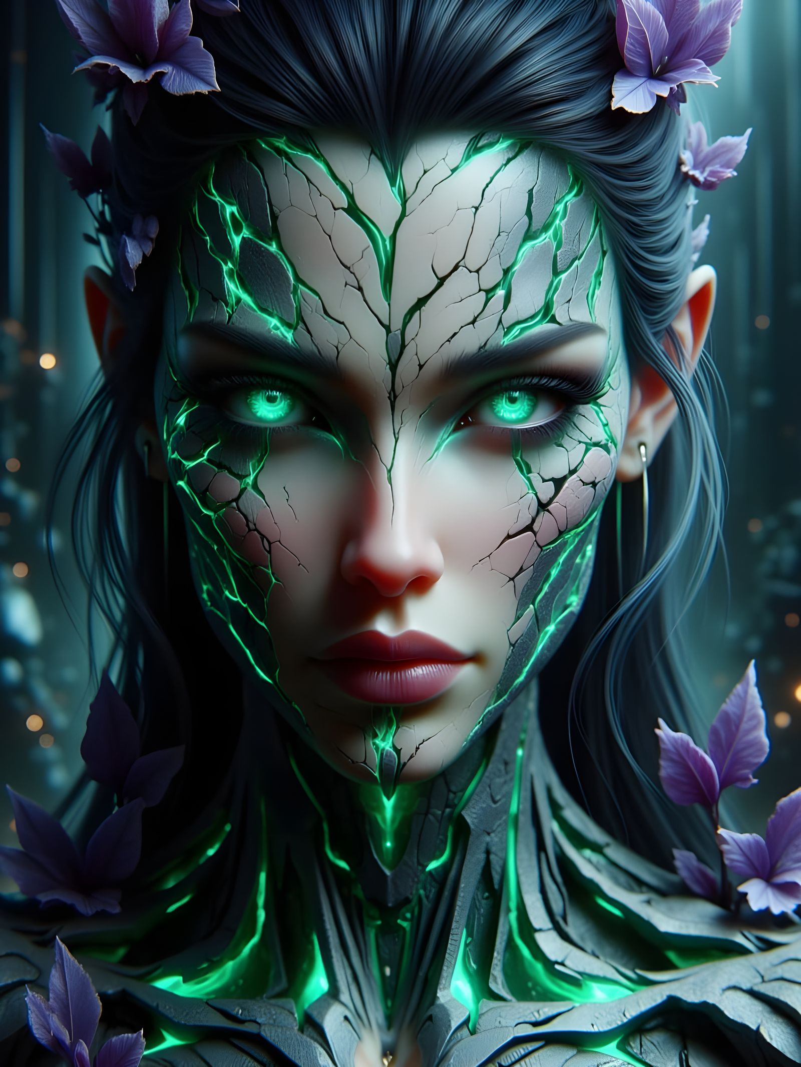 Ancient Dryad Goddess in Lush Forest