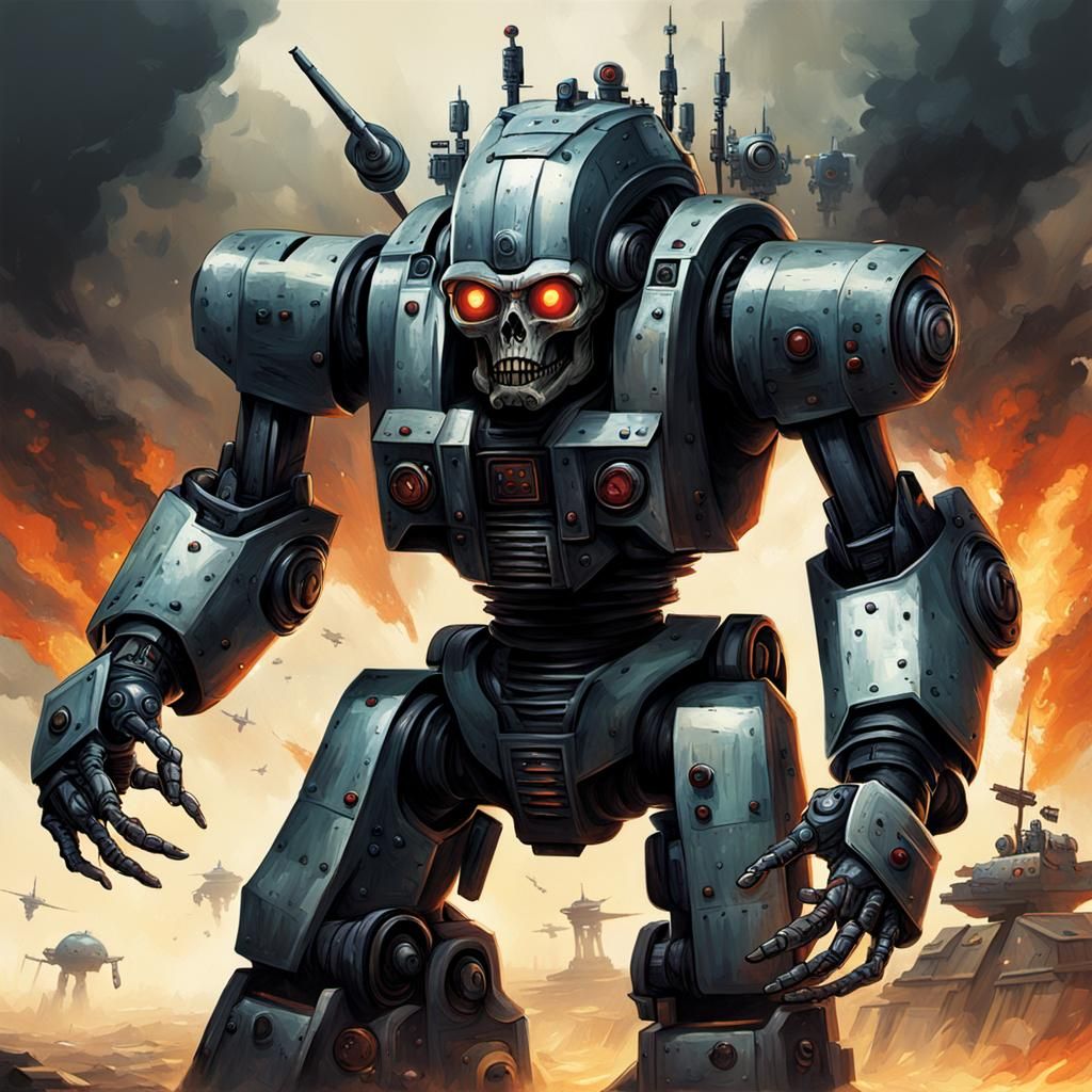 Robots and Aliens at War: Sinister Detailed Art