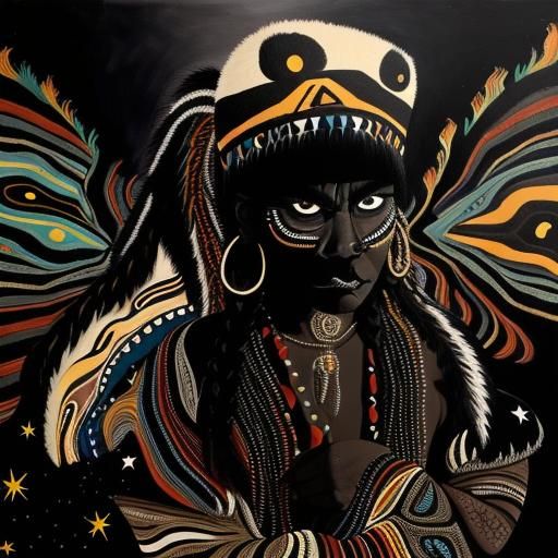 Dreamtime Aboriginal Artwork in Vibrant Split-Complementary ...