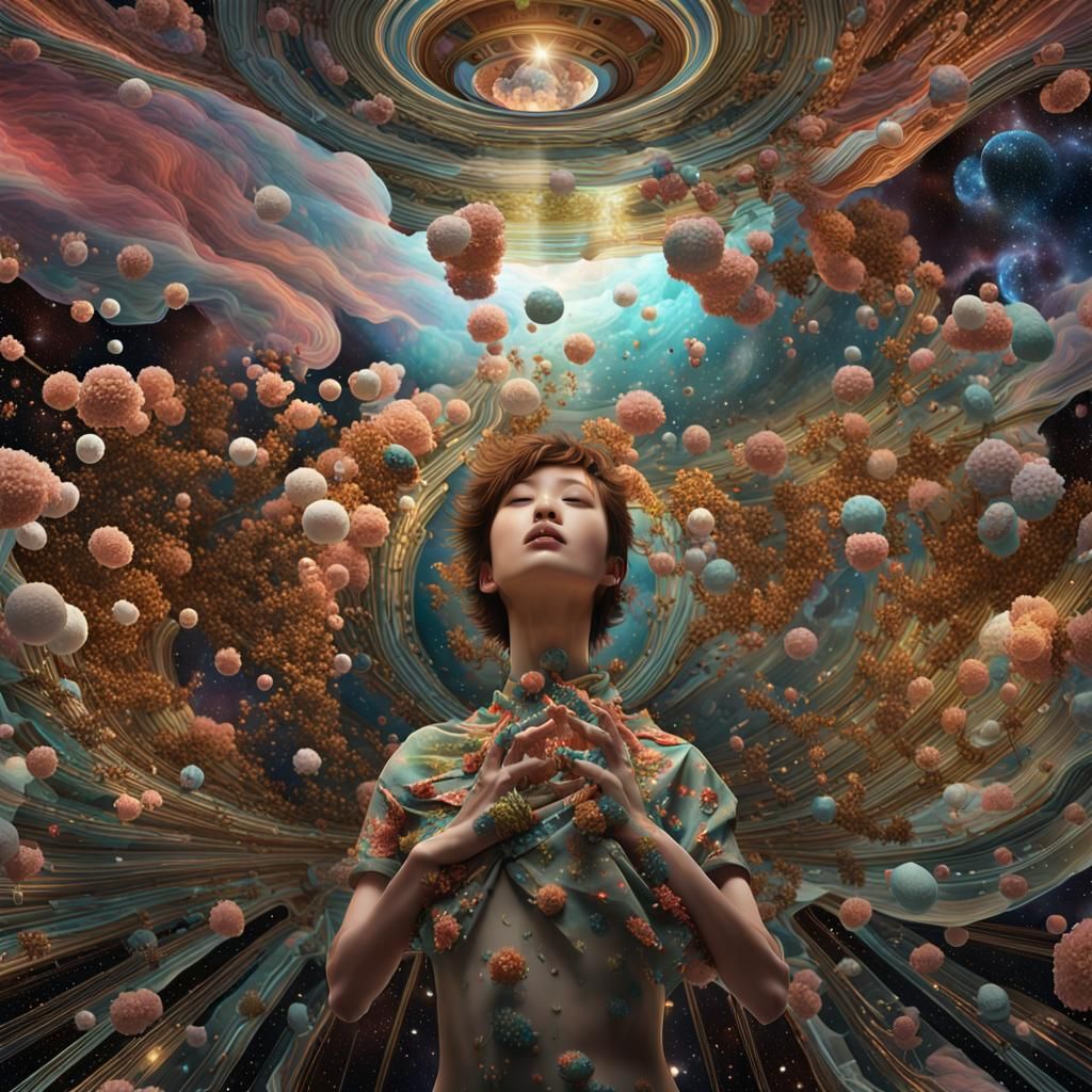 Surreal Space Walker in Dreamlike Perspective