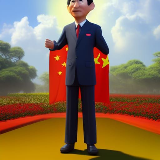 President of China in Pixar-Style 3D Rendering