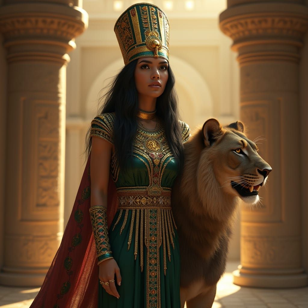 Ancient Egyptian Goddess of Fertility and Strength in Temple...