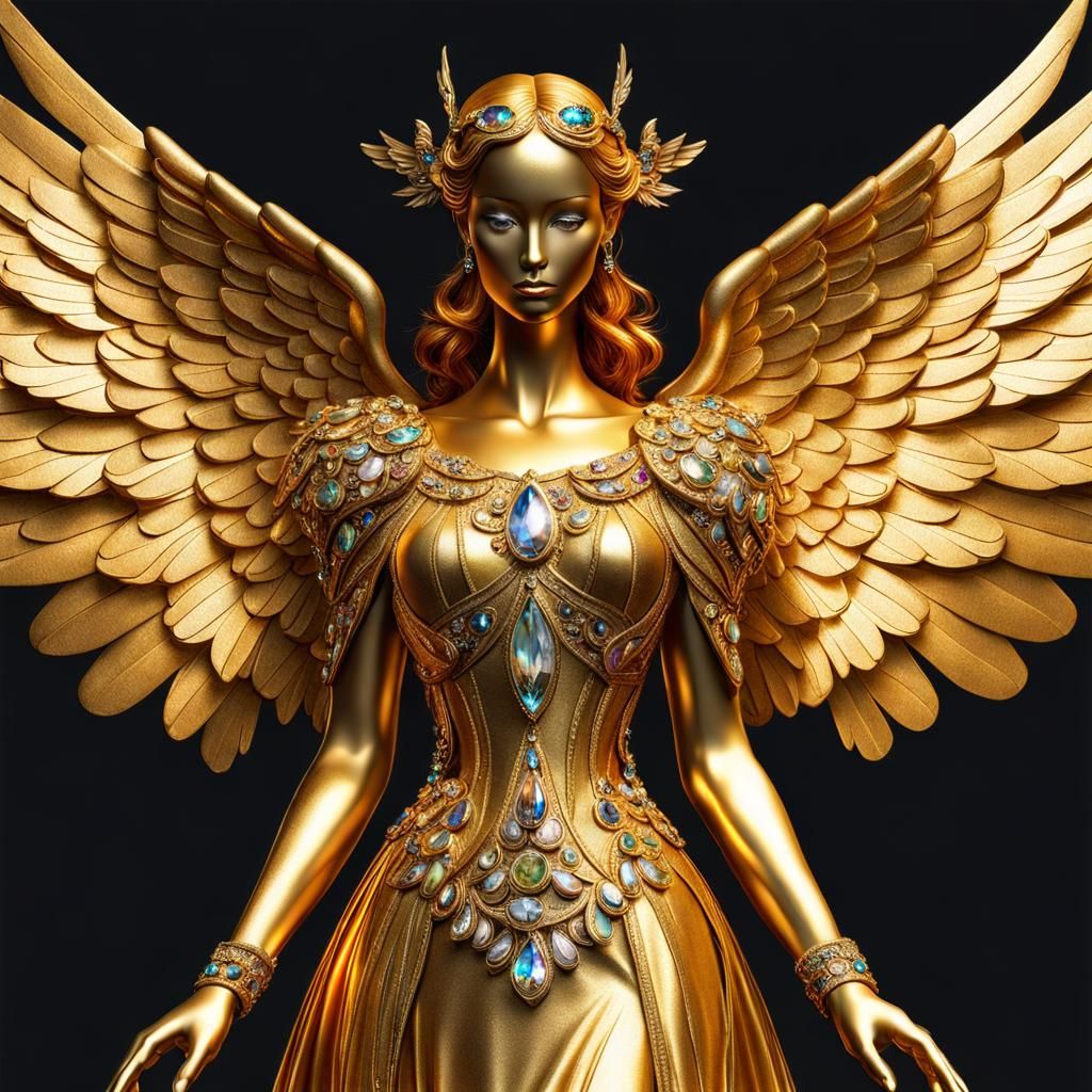 Golden Angel in Jeweled Gown, HDR