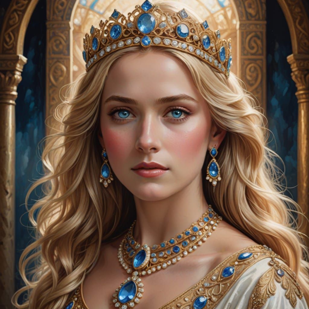 Stunning Portrait of Princess Helen of Troy in Regal Attire