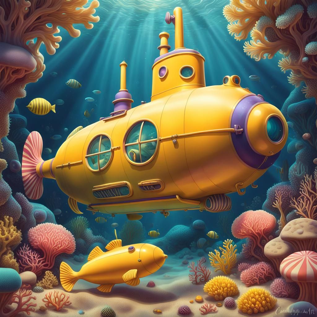 Candy Art: Dreamy Yellow Submarine in Candyland
