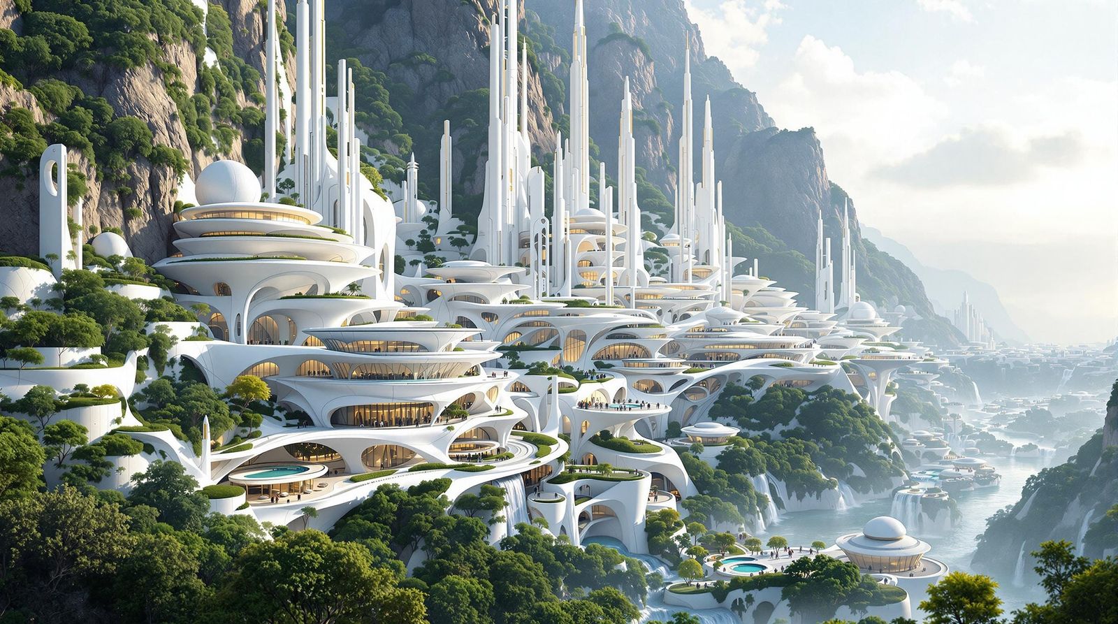 Sleek Futuristic Metropolis Blends High-Tech Architecture wi...