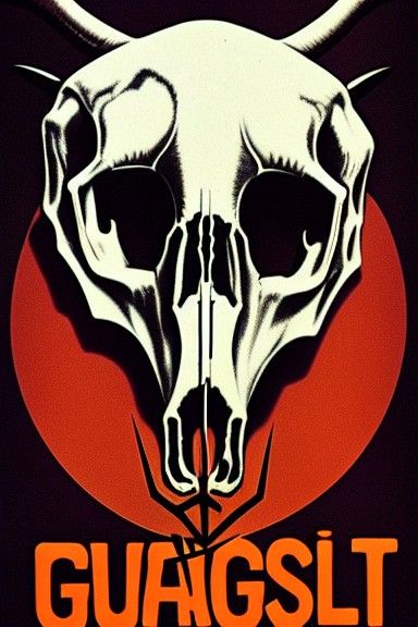 Goat Skull in Cassette Futurism Style