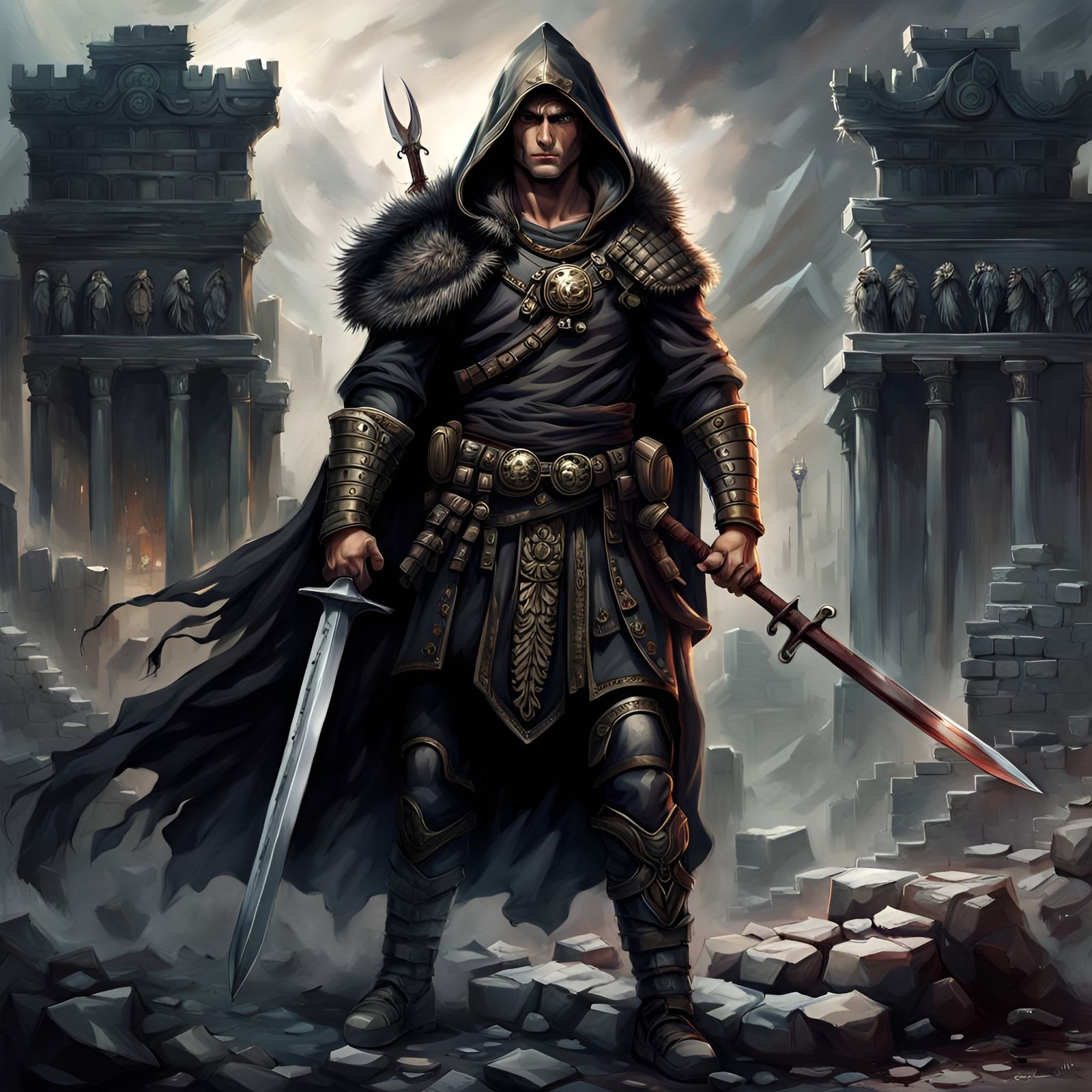 Dark Haired Warrior Leading His Army