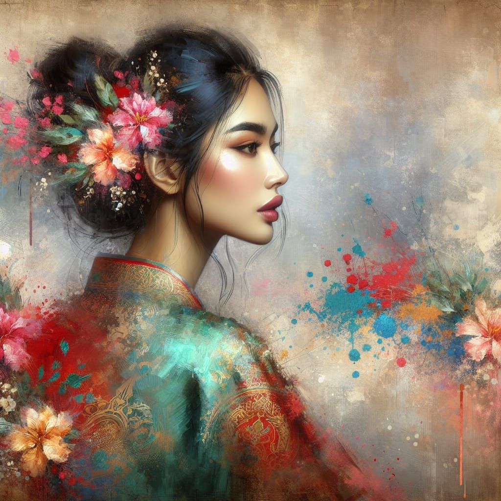 Serene South Asian Woman Portrait with Floral Adornments