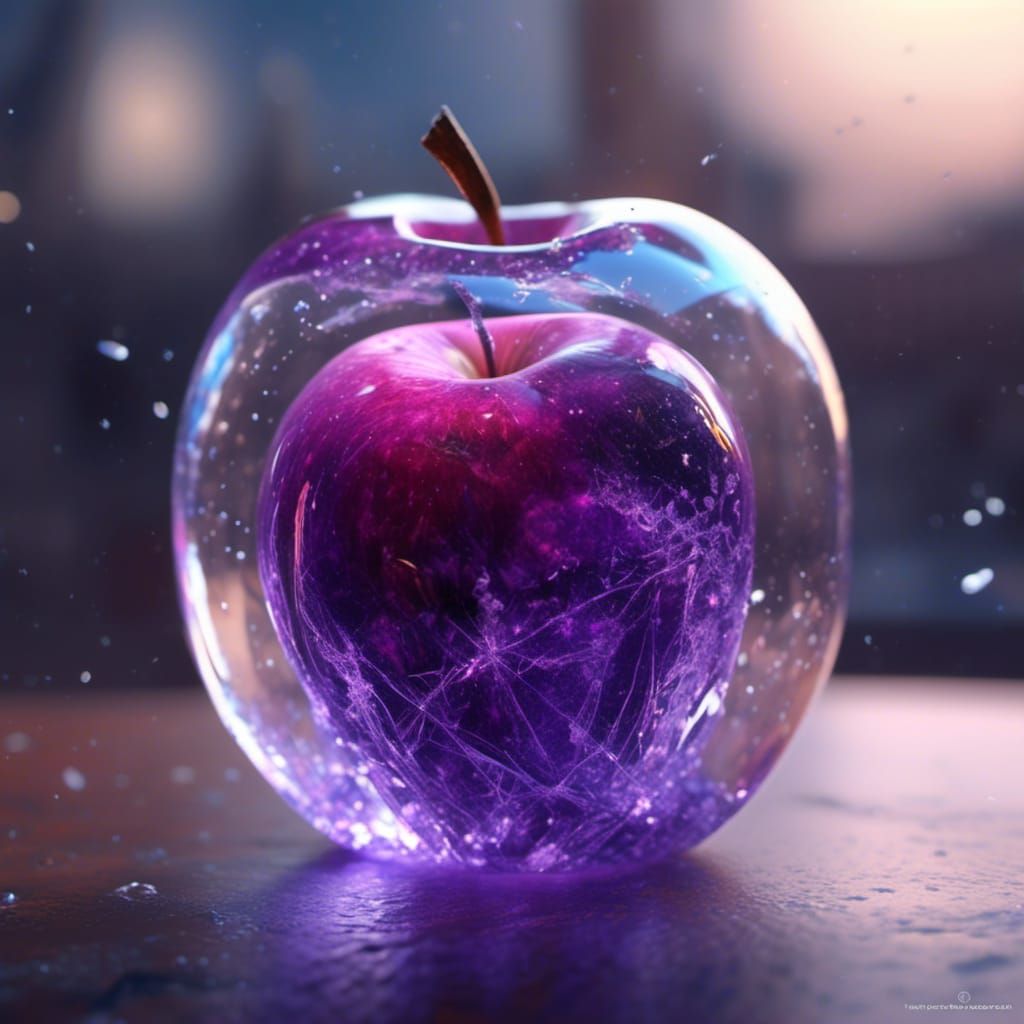 Galaxy Inside Crystal Apple with Neon Cracks