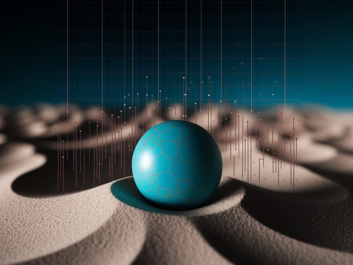 Abstract Spiritual Concept with Turquoise Stone and Copper S...