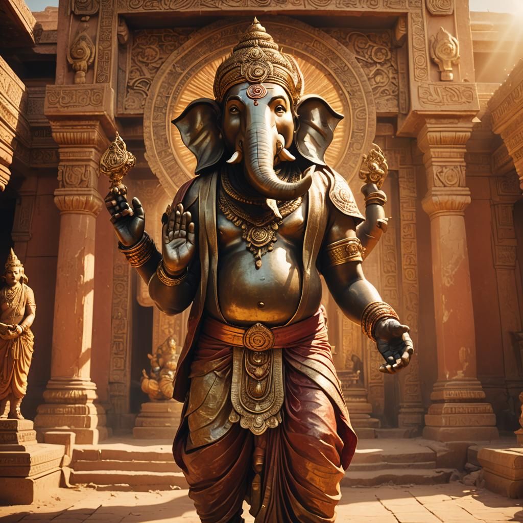 Ra Disguised as Ganesh in Divine Golden Light