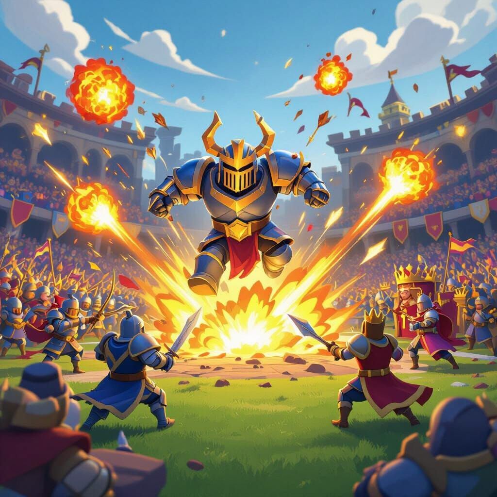 Mega Knight's Fiery Clash Royale Arena Battle