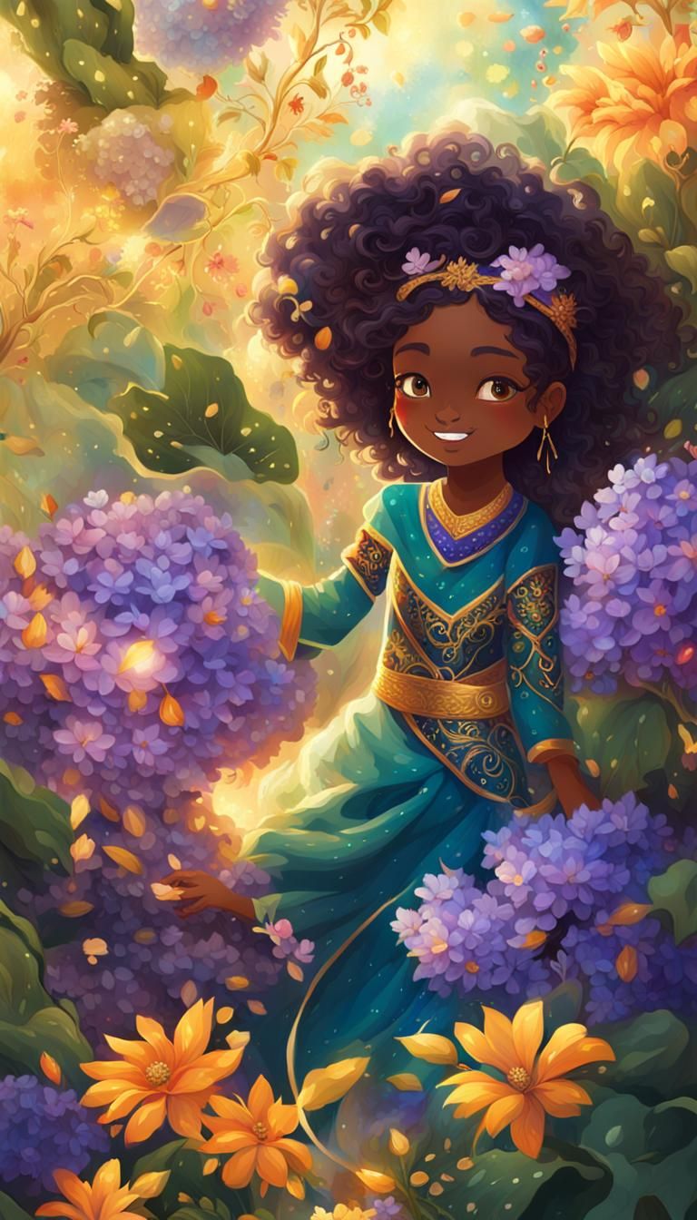 Fantasy Portrait of Smiling Woman in Dreamlike Setting