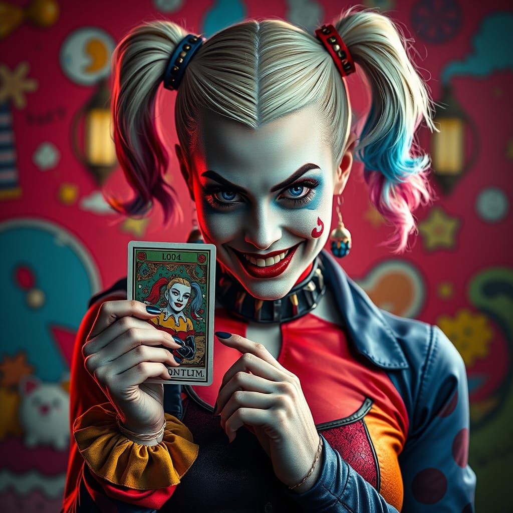 Harley Quinn Tarot Card in Digital Art Style