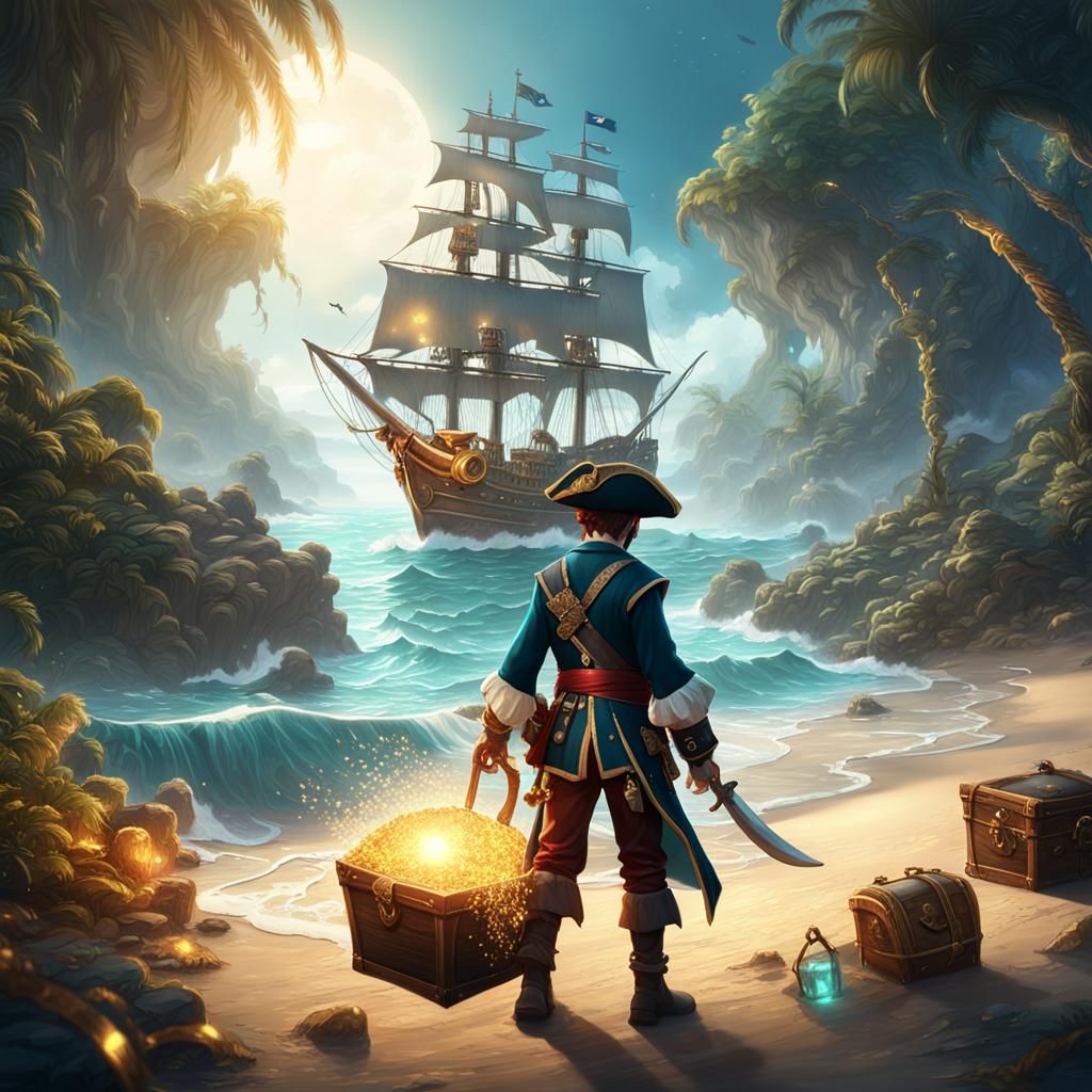 Young Pirate's First Sparkling Treasure in Detailed Matte Pa...