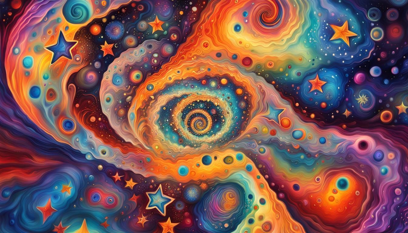 Psychedelic Star Vortex in Abstract Expressionism Style