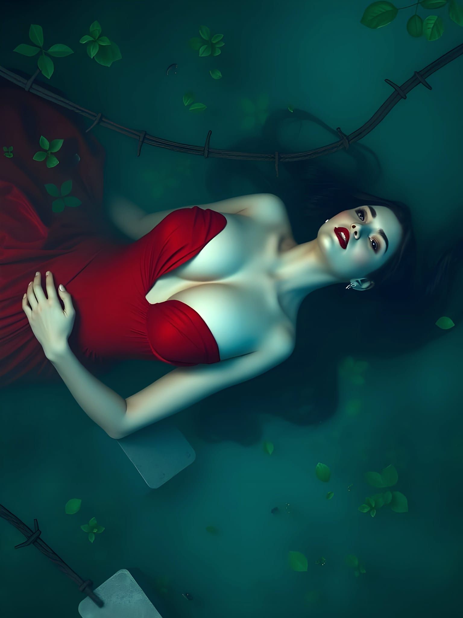 Surreal Italian Goddess Drowns in Fantastical Underwater Sce...
