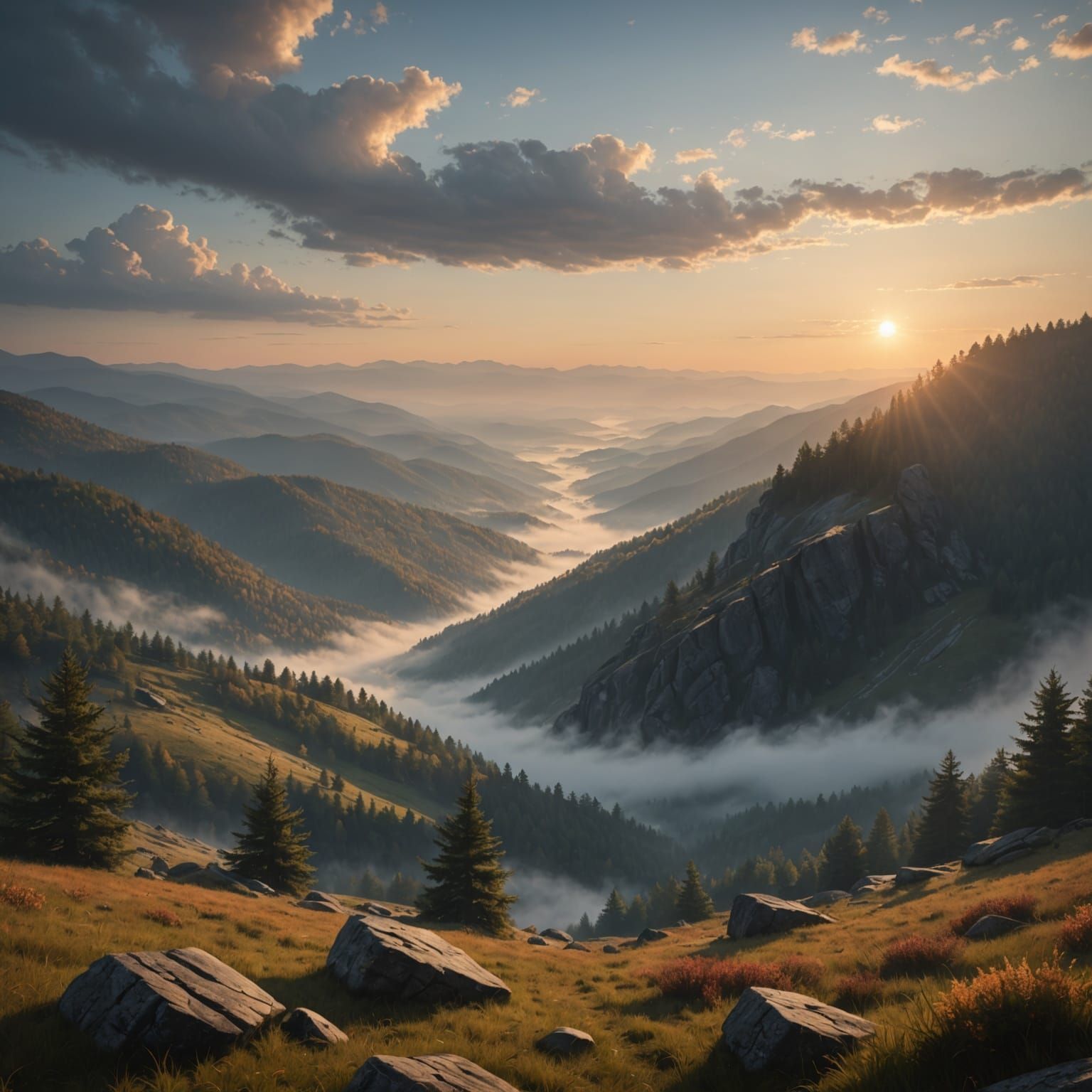 Appalachian Sunrise in Vibrant Landscape Art