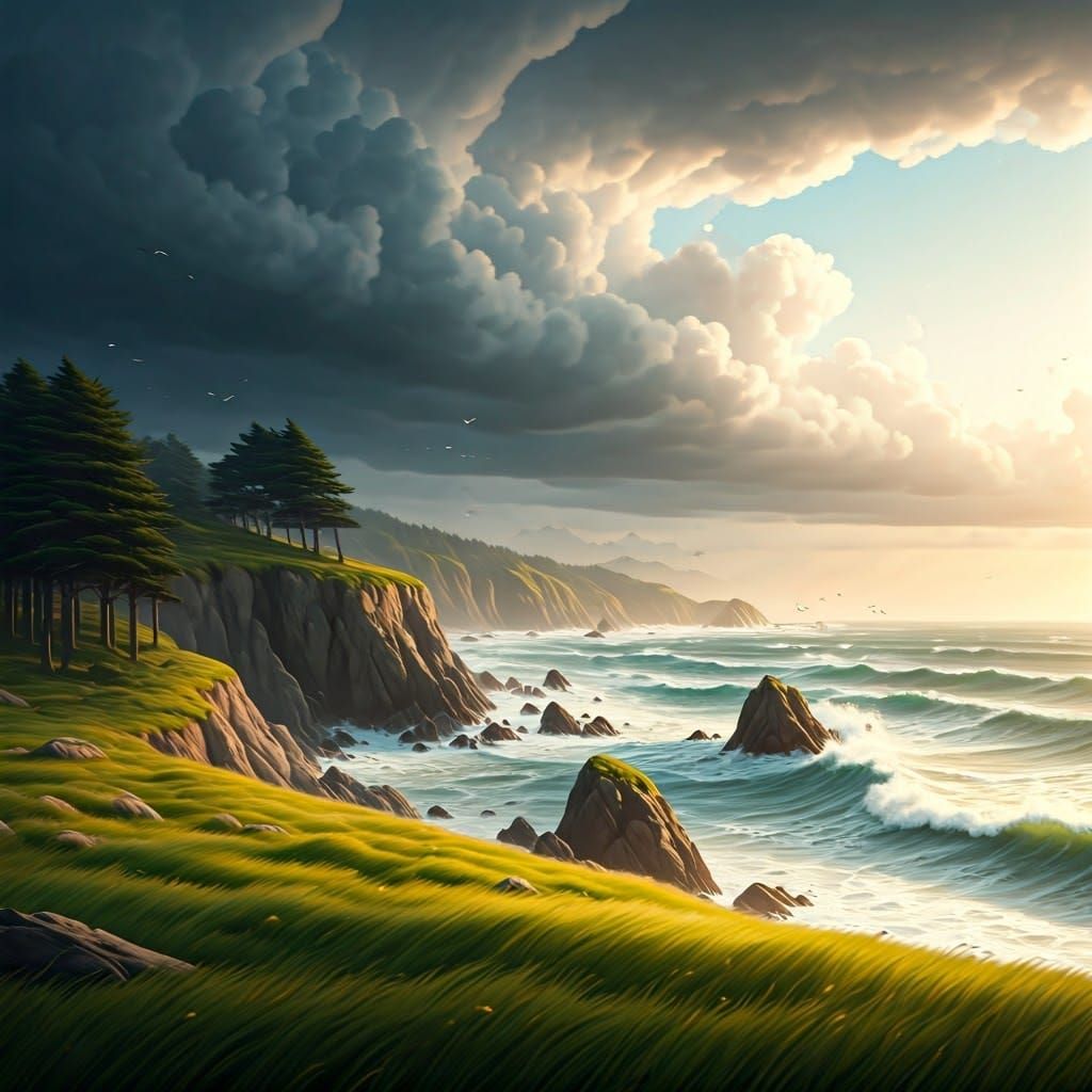 Dramatic Windstorm Sweeping Across a Landscape