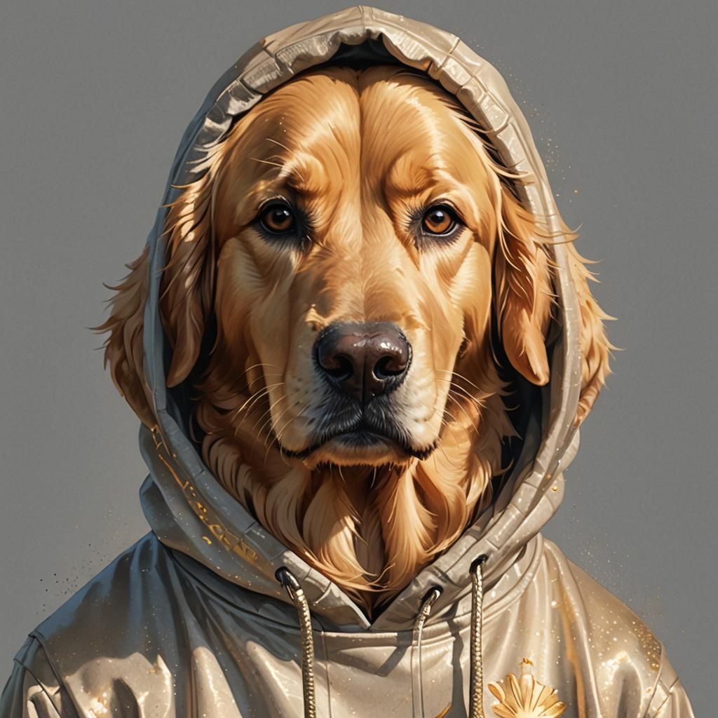 Golden Retriever Portrait in Art Nouveau Style